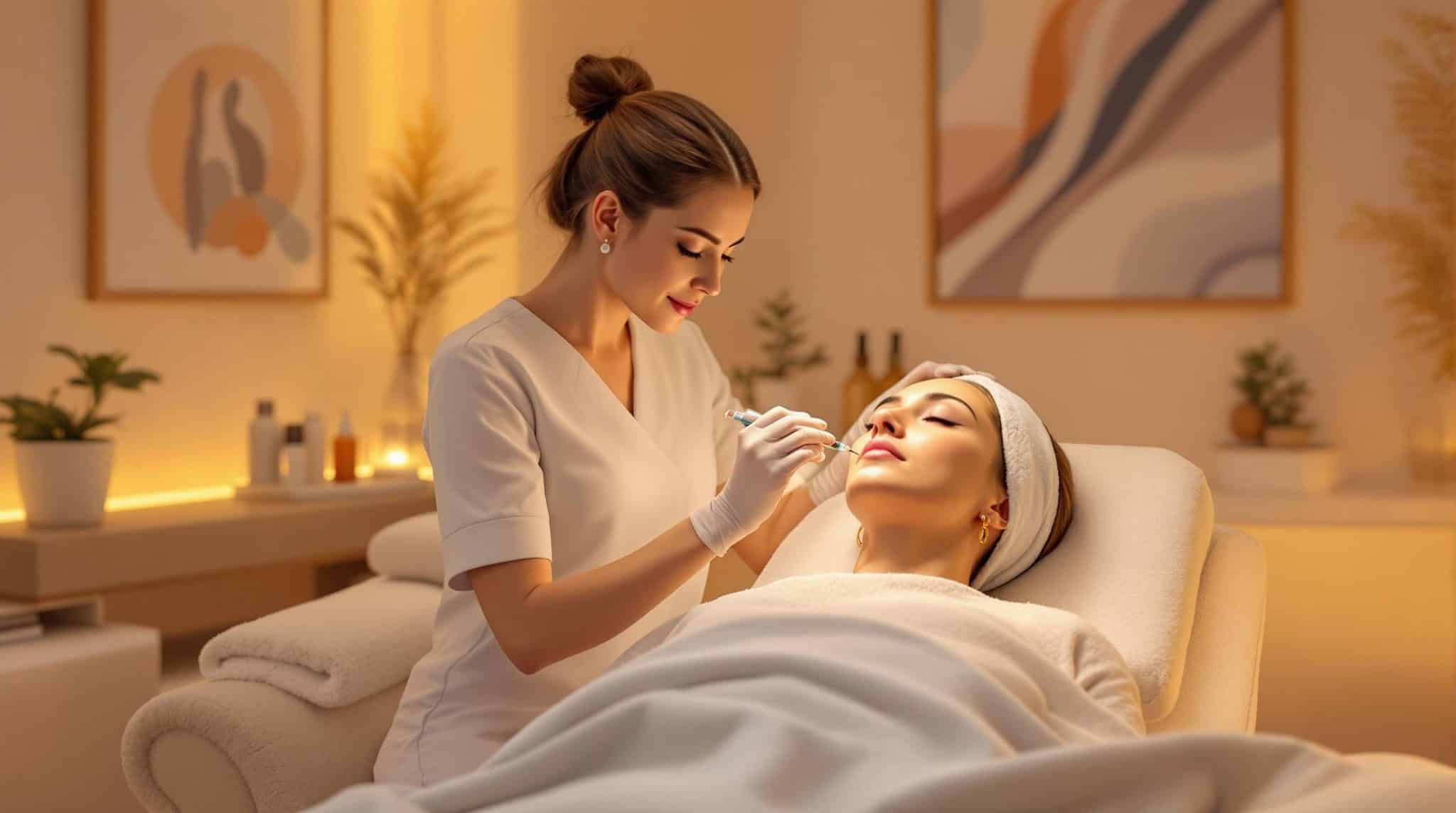 a skilled aesthetician carefully administers botox injections to a relaxed client highlighting the gentle and precise approach to minimizing discomfort scaled 2