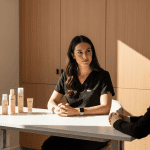 Provider reviewing products during discussion on is medical grade skincare worth it