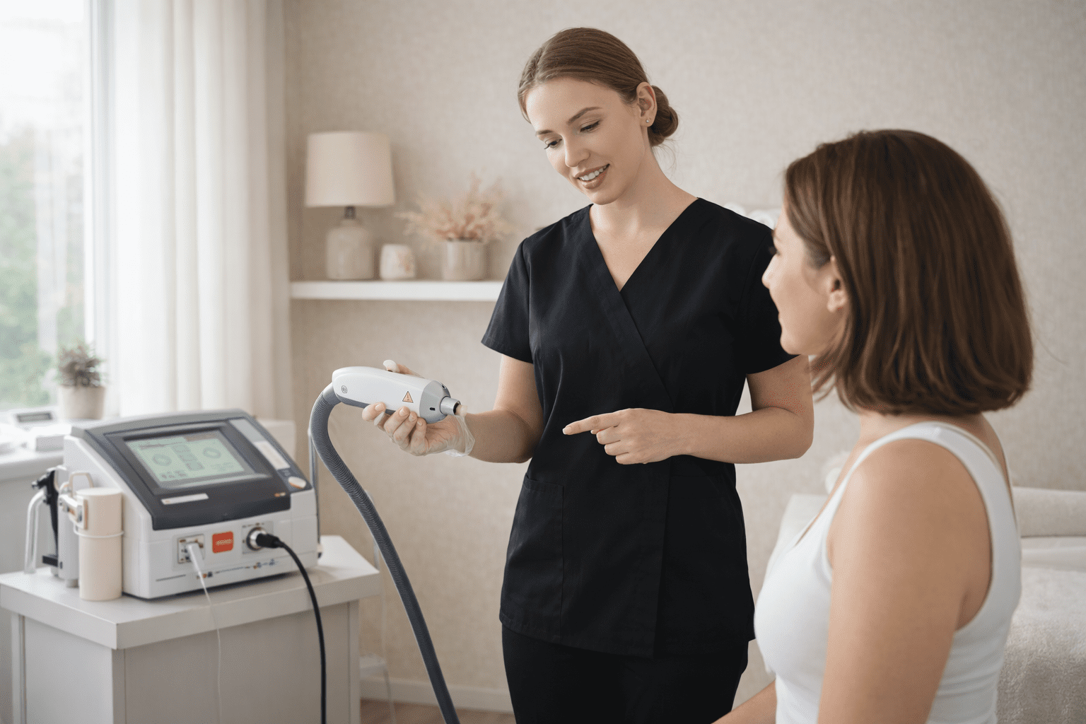 laser hair removal vs electrolysis consultation with device explanation