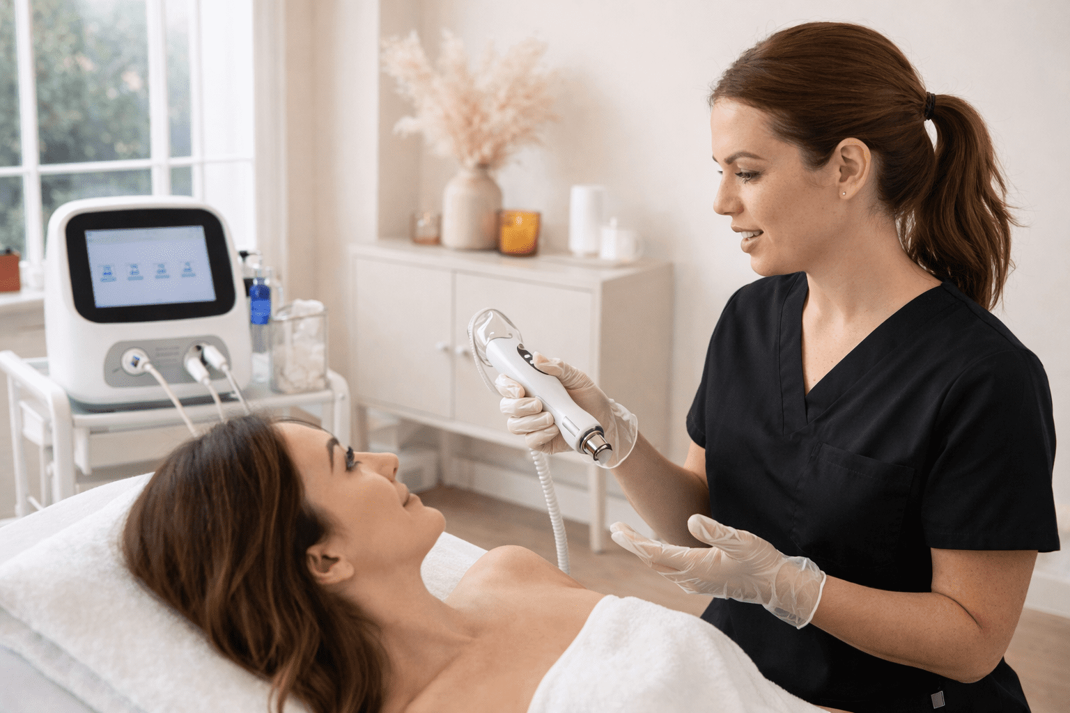 non-surgical skin tightening treatment with handheld device