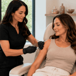 Laser collagen remodeling treatment for improving skin firmness over time.