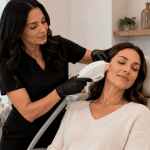 Oxygen facial treatment for dry tired and dull-looking skin rejuvenation.