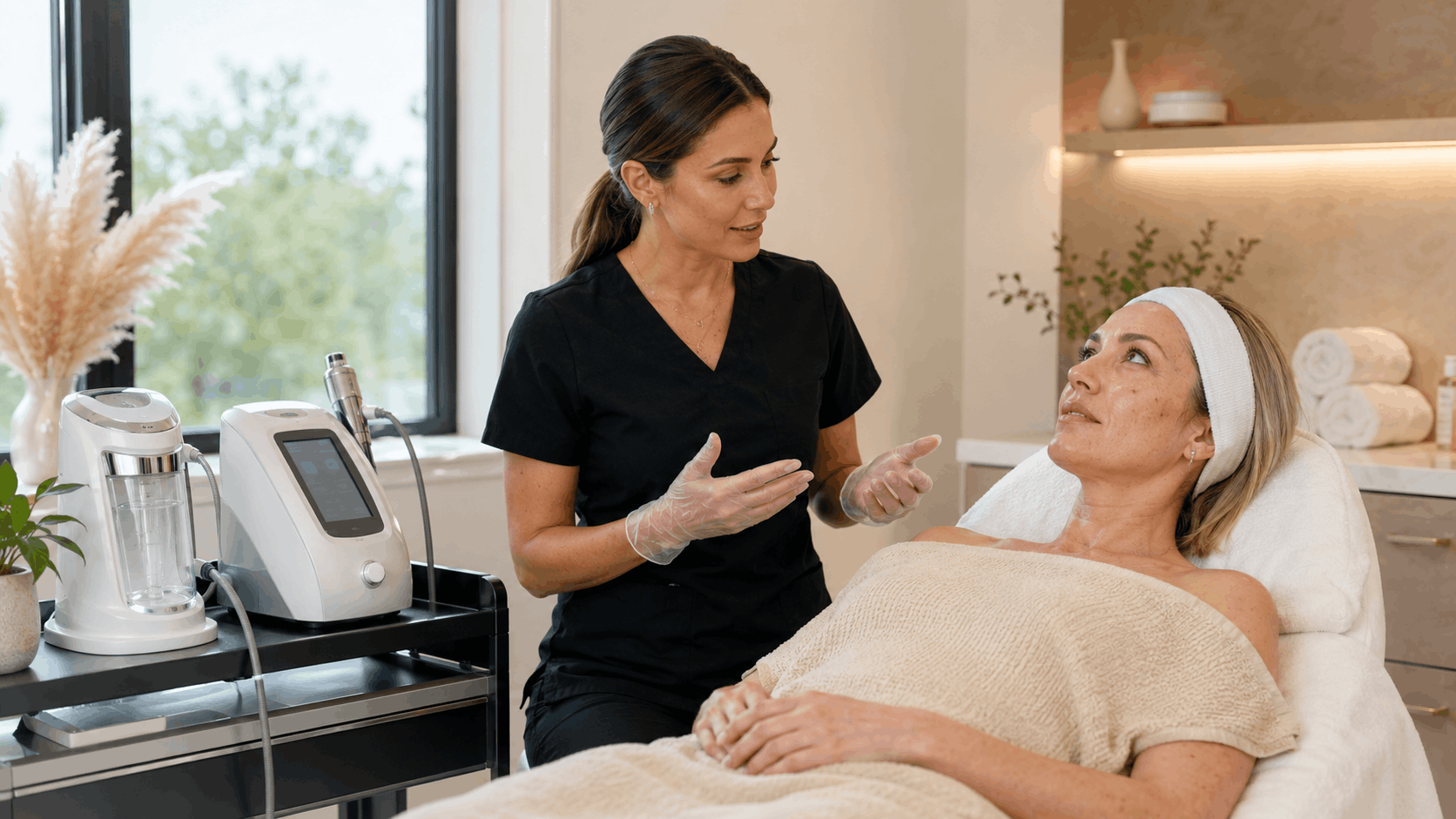 diamondglow vs hydrafacial consultation for enlarged pores and skin rejuvenation