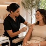 Vitamin shots for energy administered during a wellness appointment.