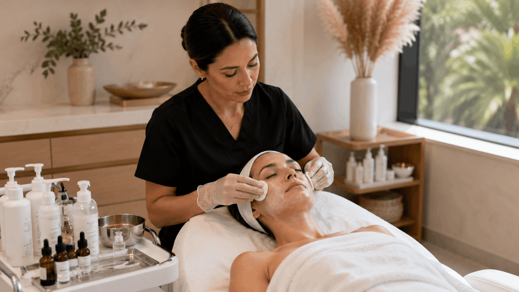 acne facial for adults with professional facial cleansing treatment.