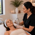 RF microneedling before and after treatment for skin rejuvenation.